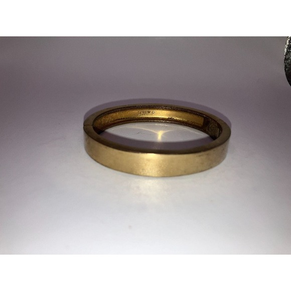 J. Crew Bracelet Polished Gold-Tone Hinged 6.75 Inch Bangle Bracelet! - Picture 4 of 11